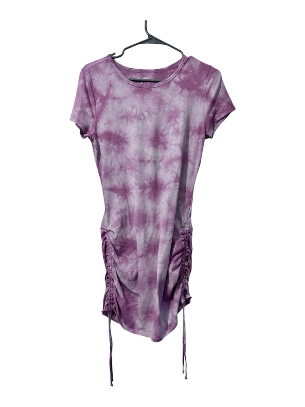 wild fable Mauve Tie-Dye Ruched Side Tee Dress